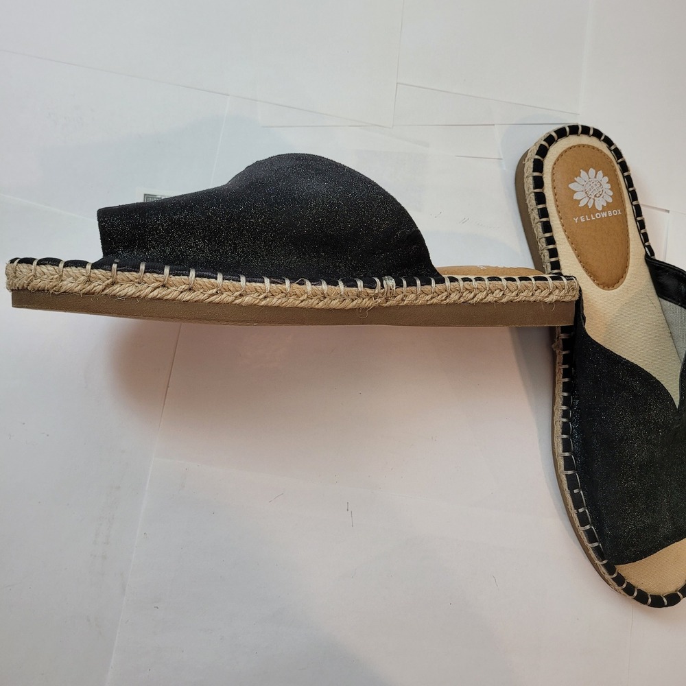 Yellow Box Black Glitter Slide Sandals - Picture 10 of 16